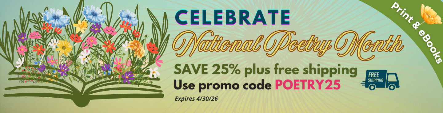 Flowers sprouting from a book. Save 25% plus free shipping during National Poetry Month. Use coupon code POETRY25.