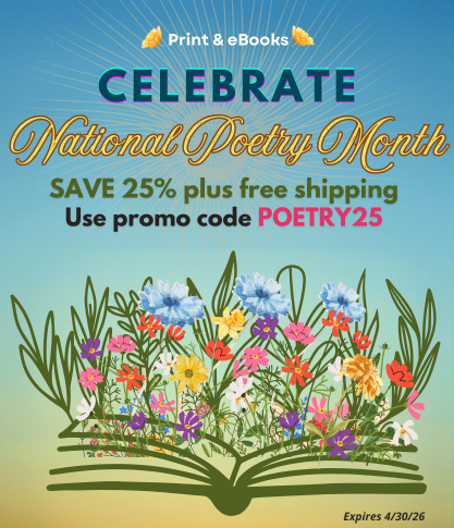 Flowers sprouting from a book. Save 25% plus free shipping during National Poetry Month. Use coupon code POETRY25.