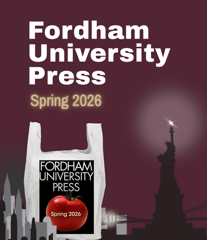 New York City Background with Fordham Press Spring 2026 Catalog Cover