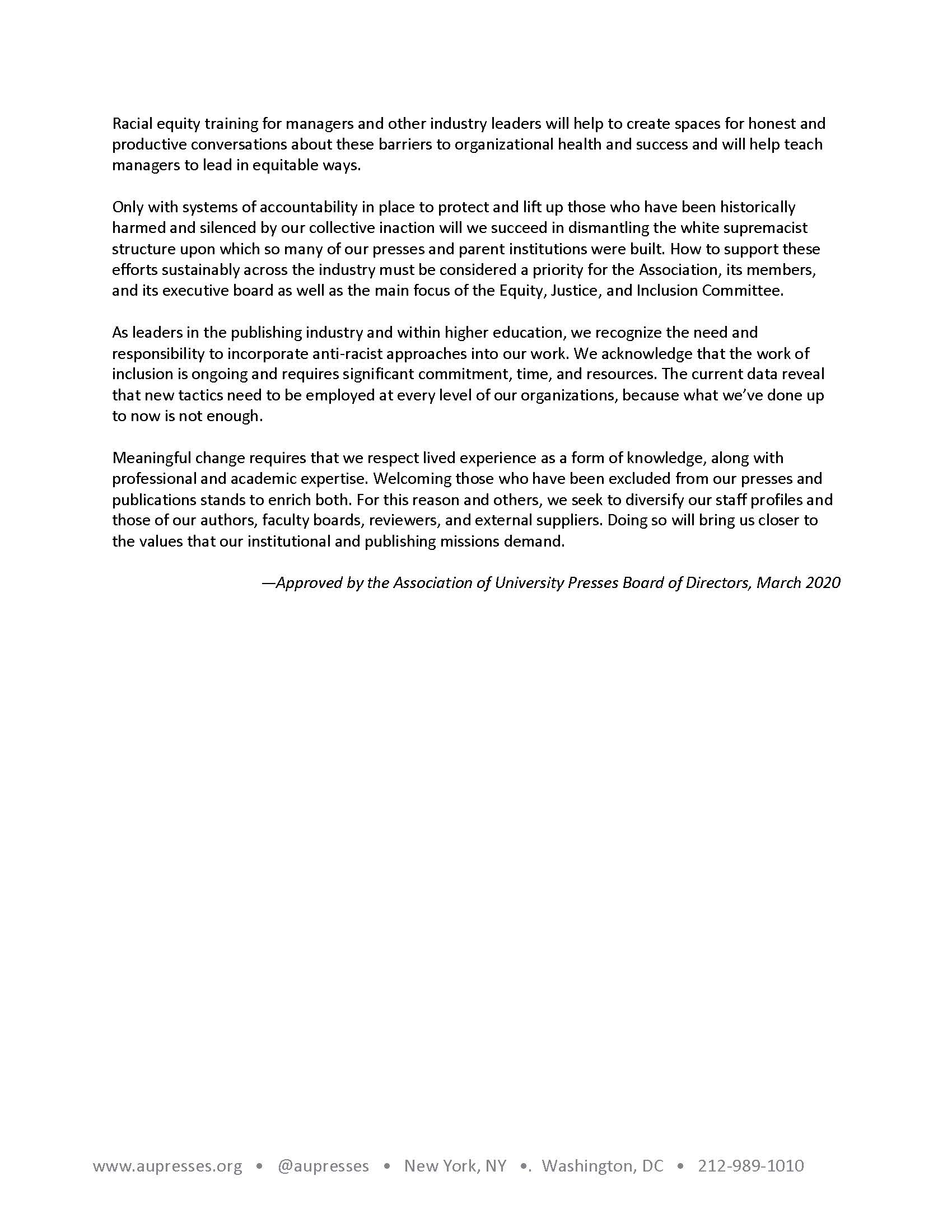 Aupresses Antiracism Statement 2020 Page 2